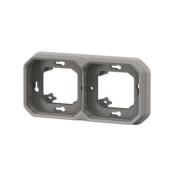 Support plaque encastré 2 postes horizontaux ou verticaux Plexo - Gris