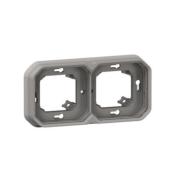 Support plaque encastr 2 postes horizontaux ou verticaux Plexo - Gris