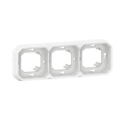 Support plaque encastré 3 postes horizontaux ou verticaux Plexo - Blanc