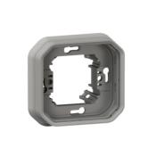 Support plaque encastré 1 poste Plexo composable - Gris