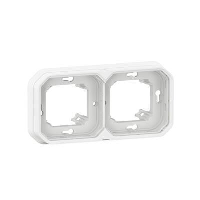 Support plaque encastré 2 postes horizontaux ou verticaux Plexo - Blanc