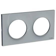 Odace Styl plaque Gris 2 postes horizontaux ou verticaux entraxe 71mm